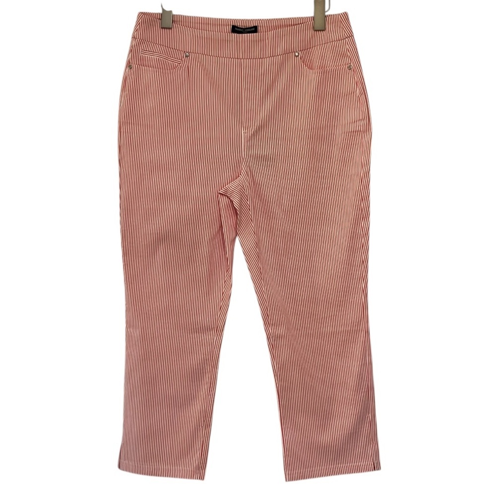 Mario Serrani Comfort Stretch Capri Pants Tomato Ivory NWT Size L - Picture 3 of 11